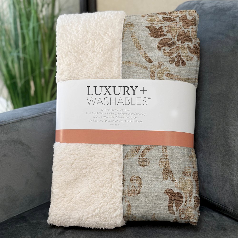 Premium Machine Washable ASB762 Terracotta 50" x 70" Sherpa Throw Blanket. Picture 3