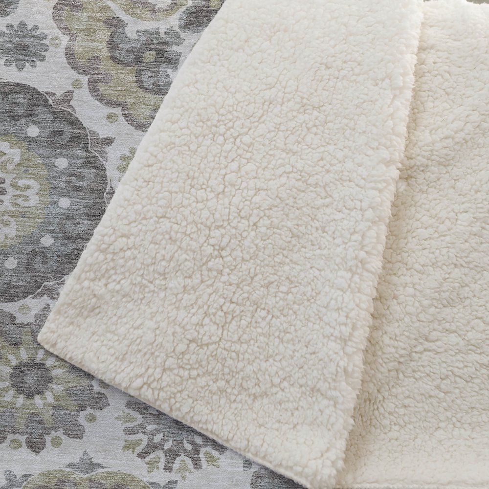 Premium Machine Washable ASB763 Beige 50" x 70" Sherpa Throw Blanket. Picture 2