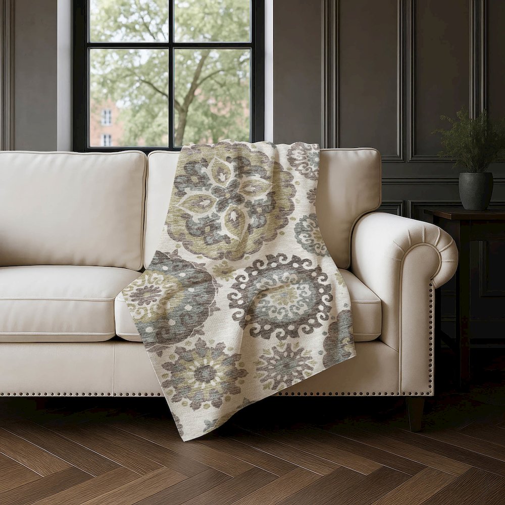 Premium Machine Washable ASB763 Beige 50" x 70" Sherpa Throw Blanket. Picture 4