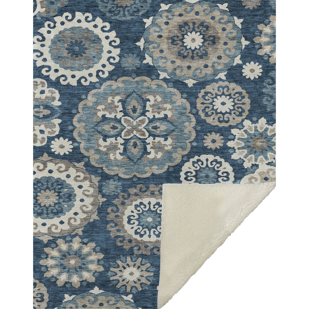 Premium Machine Washable ASB763 Blue 50" x 70" Sherpa Throw Blanket. Picture 1