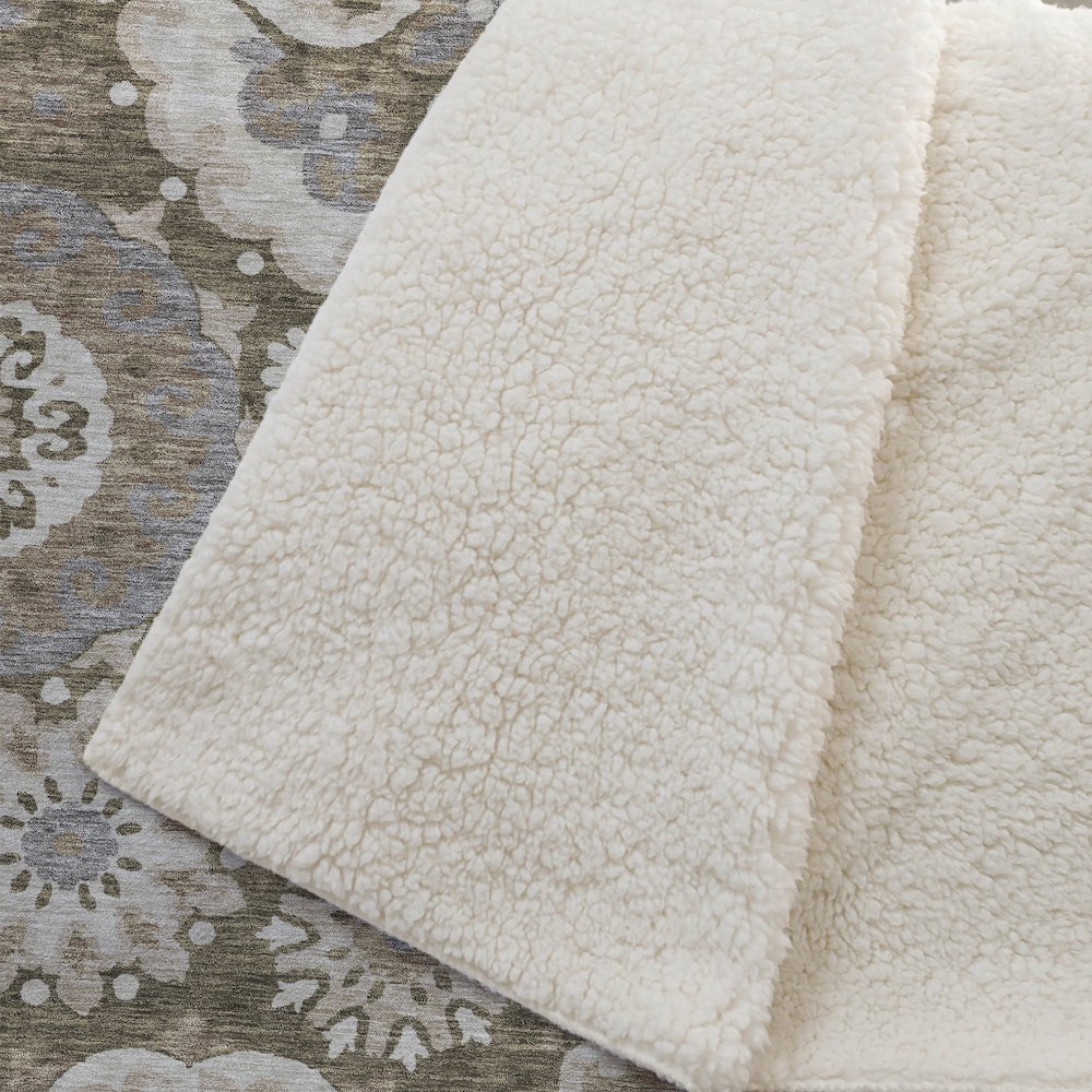 Premium Machine Washable ASB763 Brown 50" x 70" Sherpa Throw Blanket. Picture 2