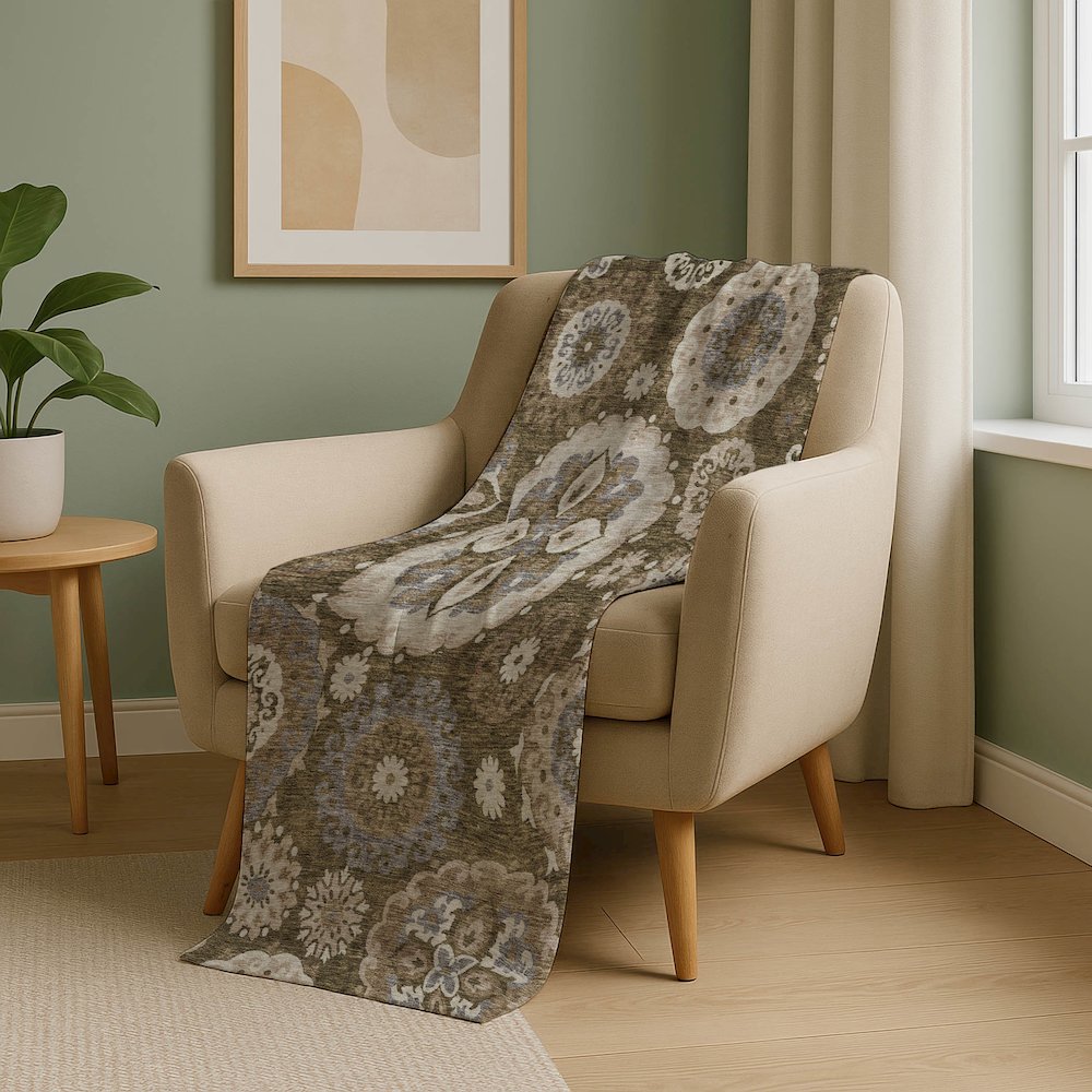Premium Machine Washable ASB763 Brown 50" x 70" Sherpa Throw Blanket. Picture 5