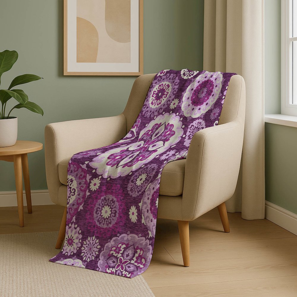 Premium Machine Washable ASB763 Eggplant 50" x 70" Sherpa Throw Blanket. Picture 5