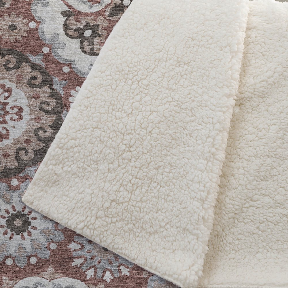 Premium Machine Washable ASB763 Paprika 50" x 70" Sherpa Throw Blanket. Picture 2