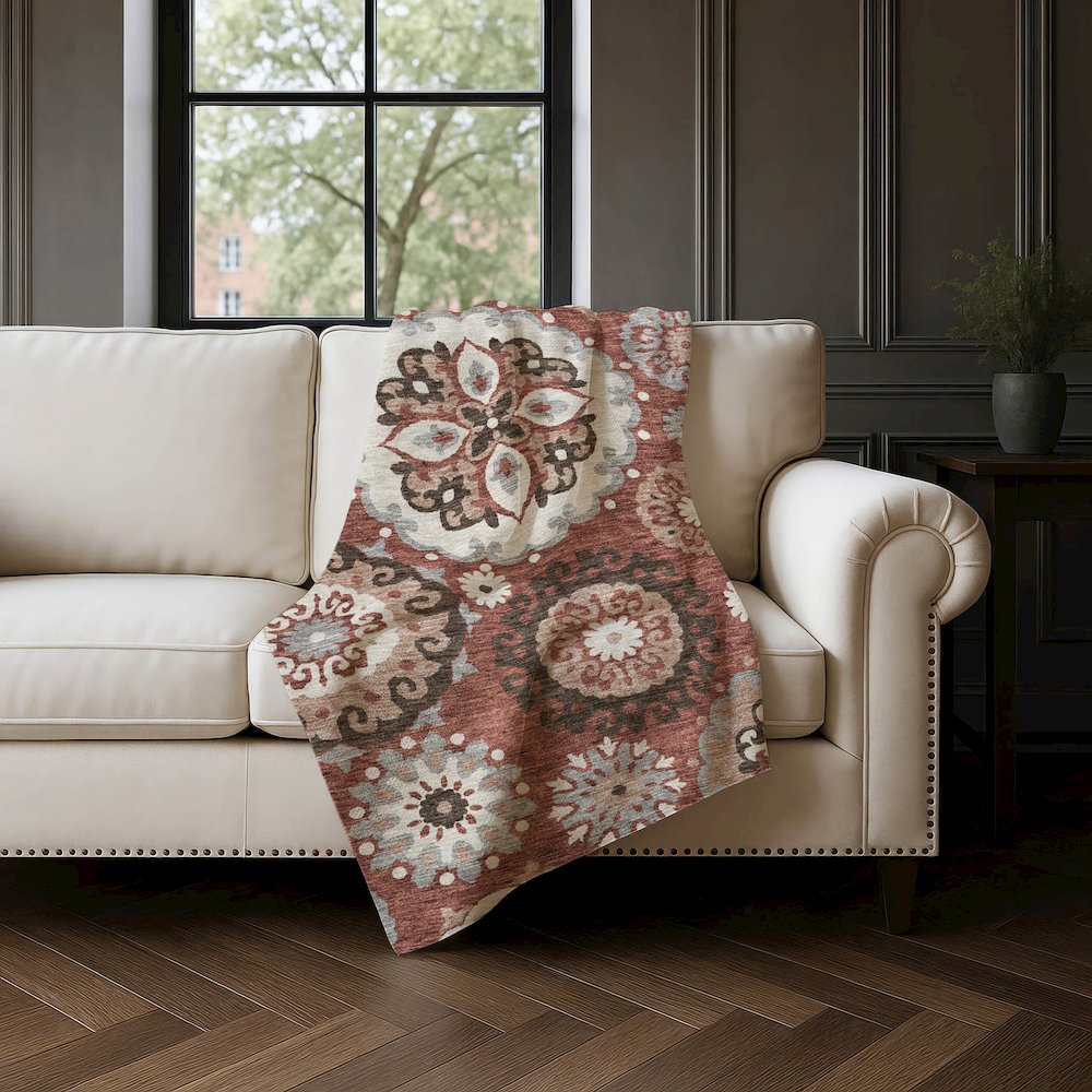 Premium Machine Washable ASB763 Paprika 50" x 70" Sherpa Throw Blanket. Picture 4