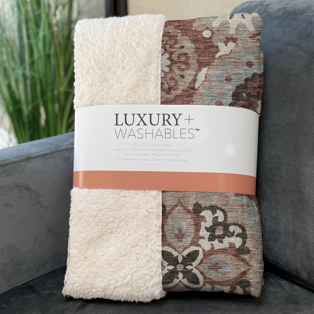 Premium Machine Washable ASB763 Paprika 50" x 70" Sherpa Throw Blanket. Picture 3