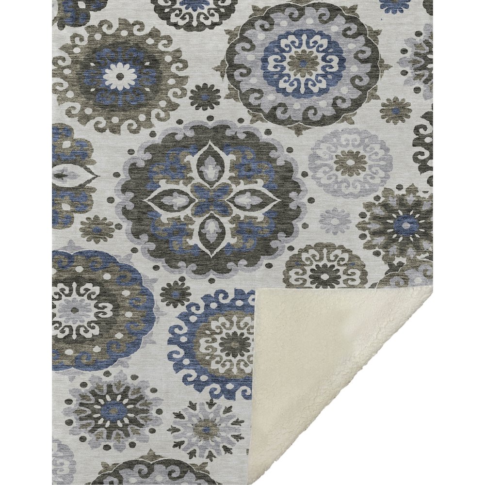 Premium Machine Washable ASB763 Pewter 50" x 70" Sherpa Throw Blanket. Picture 1