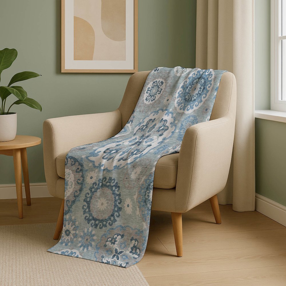 Premium Machine Washable ASB763 Sky 50" x 70" Sherpa Throw Blanket. Picture 5