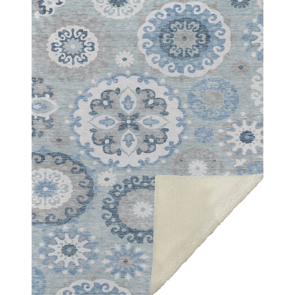 Premium Machine Washable ASB763 Sky 50" x 70" Sherpa Throw Blanket. Picture 1