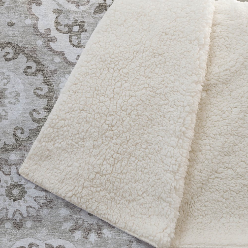 Premium Machine Washable ASB763 Taupe 50" x 70" Sherpa Throw Blanket. Picture 2