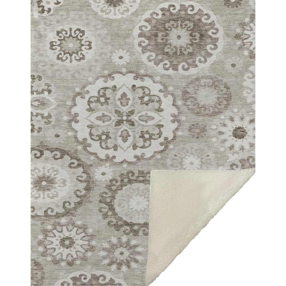 Premium Machine Washable ASB763 Taupe 50" x 70" Sherpa Throw Blanket. Picture 1
