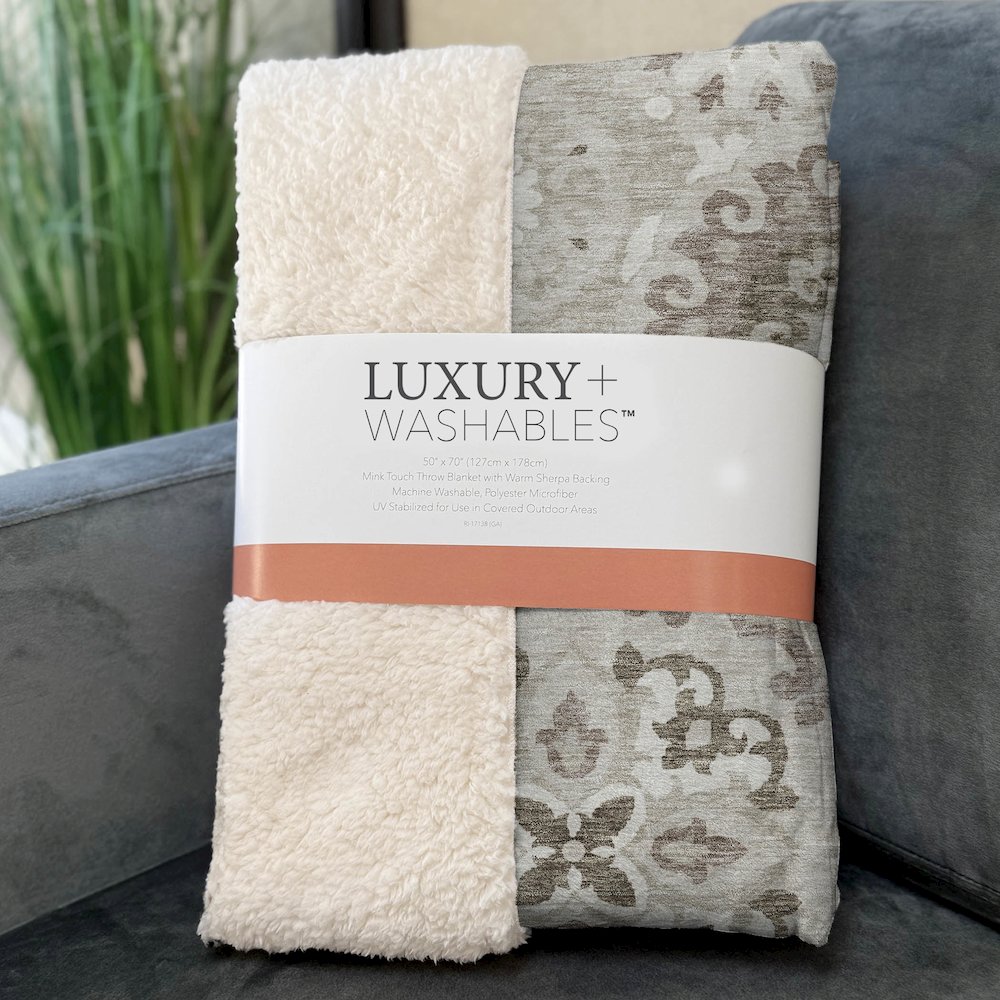 Premium Machine Washable ASB763 Taupe 50" x 70" Sherpa Throw Blanket. Picture 3