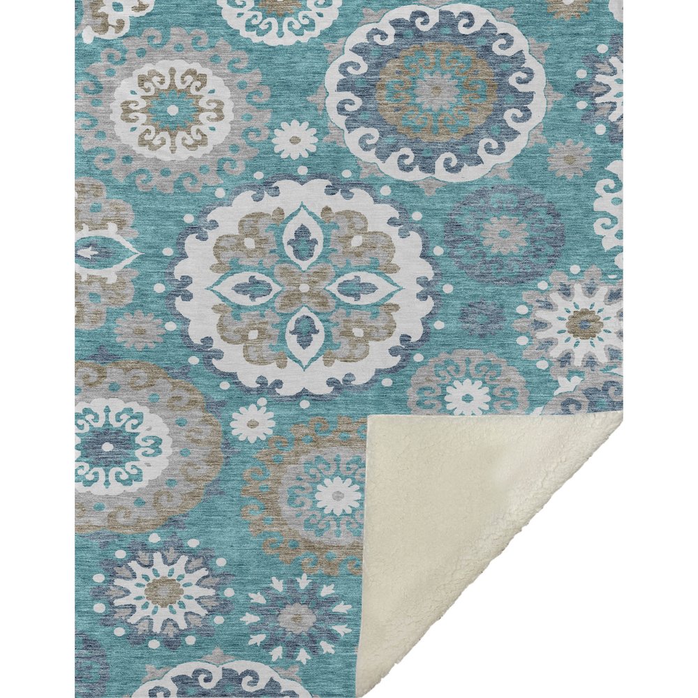 Premium Machine Washable ASB763 Teal 50" x 70" Sherpa Throw Blanket. Picture 1