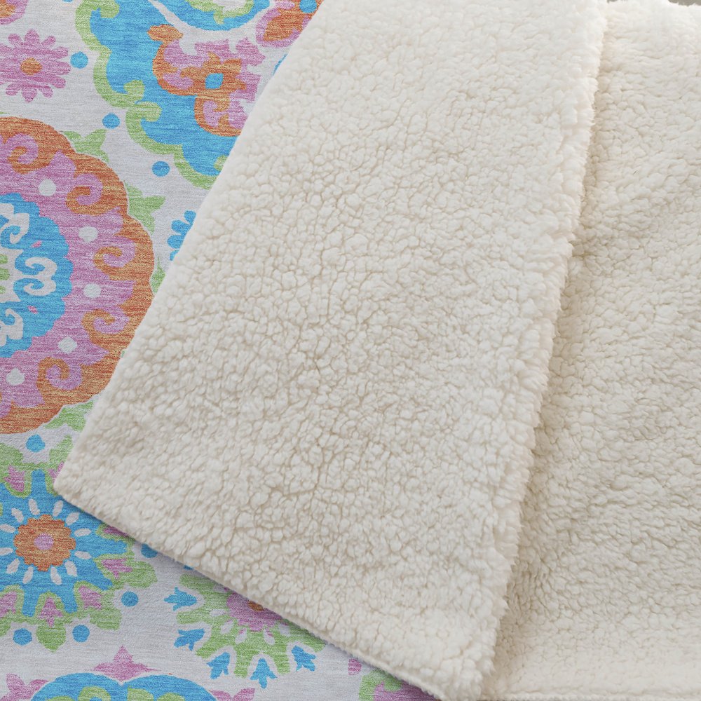 Premium Machine Washable ASB763 White 50" x 70" Sherpa Throw Blanket. Picture 2