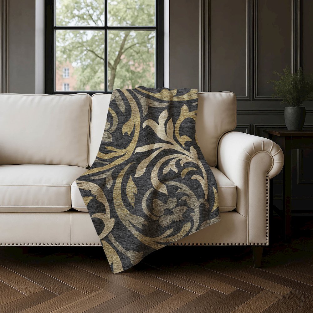 Premium Machine Washable ASB764 Black 50" x 70" Sherpa Throw Blanket. Picture 4
