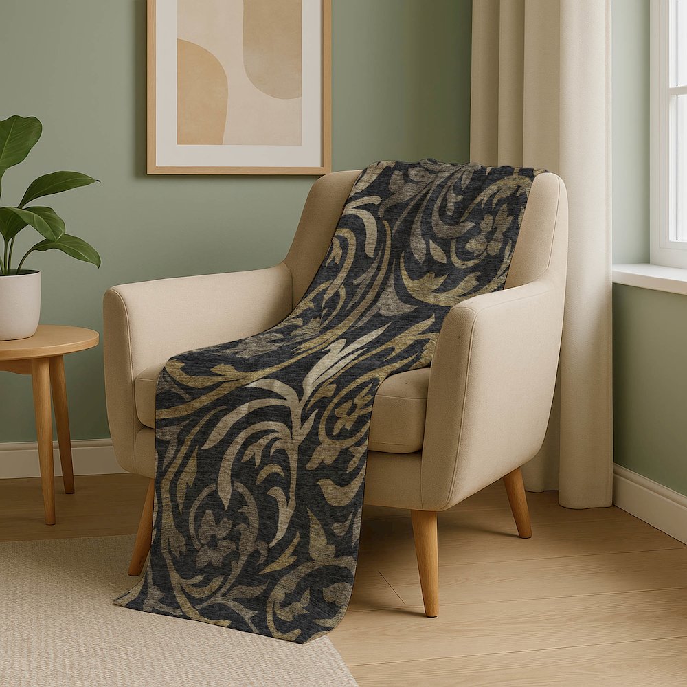 Premium Machine Washable ASB764 Black 50" x 70" Sherpa Throw Blanket. Picture 5