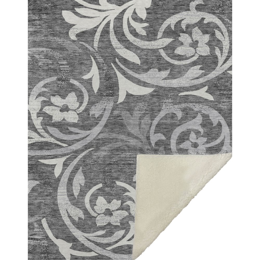 Premium Machine Washable ASB764 Charcoal 50" x 70" Sherpa Throw Blanket. Picture 1