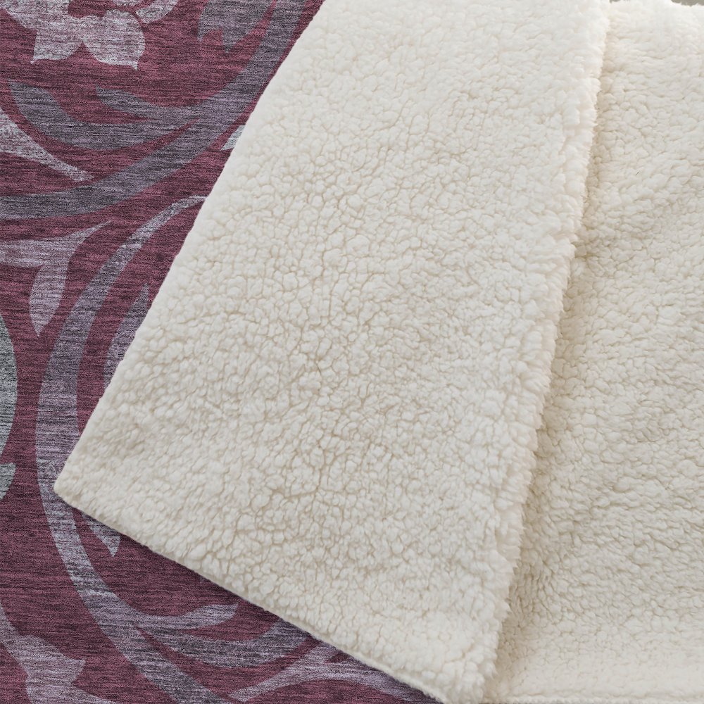 Premium Machine Washable ASB764 Garnet 50" x 70" Sherpa Throw Blanket. Picture 2