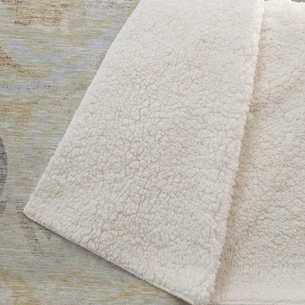 Premium Machine Washable ASB764 Gold 50" x 70" Sherpa Throw Blanket. Picture 2