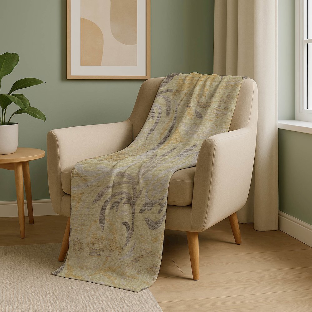 Premium Machine Washable ASB764 Gold 50" x 70" Sherpa Throw Blanket. Picture 5