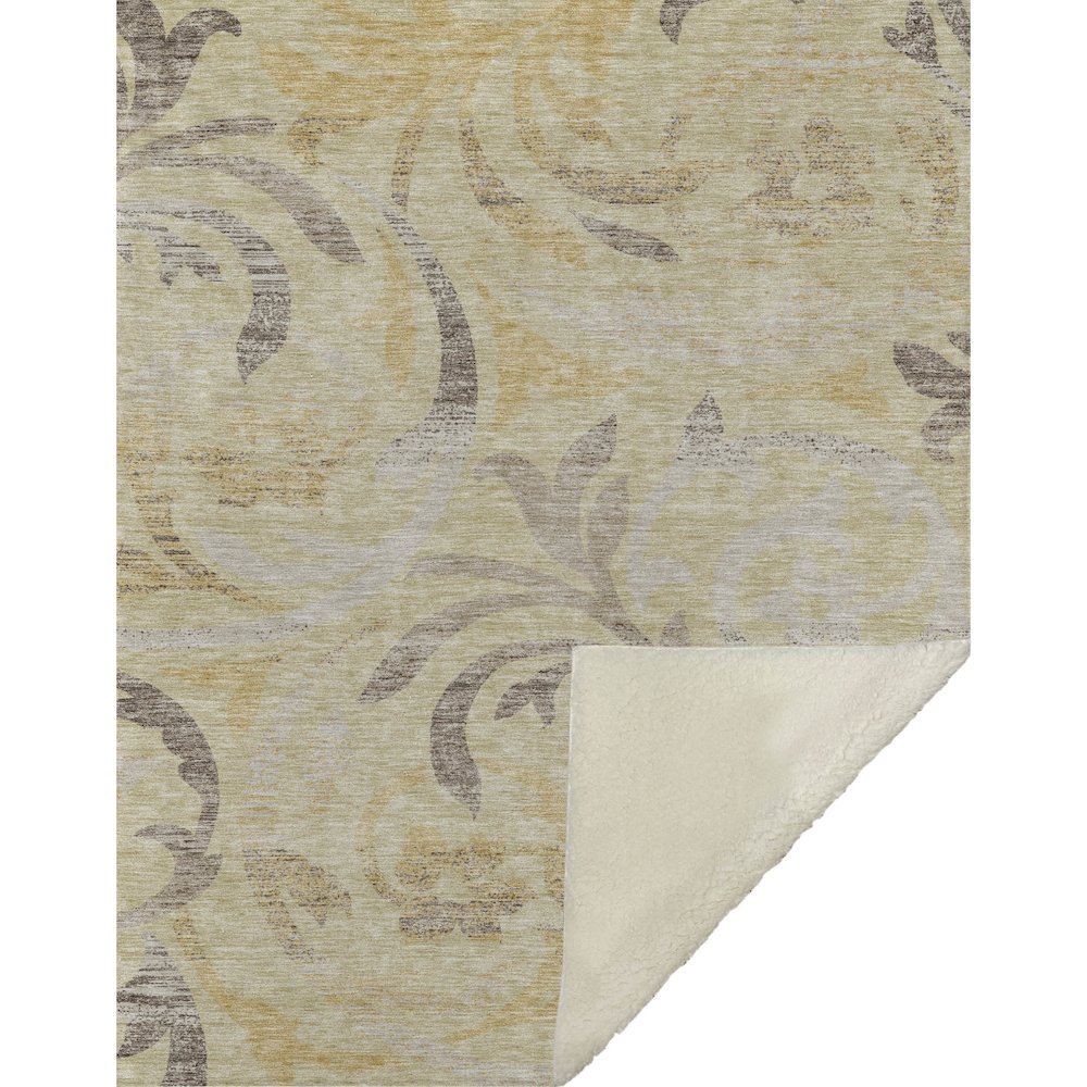 Premium Machine Washable ASB764 Gold 50" x 70" Sherpa Throw Blanket. Picture 1
