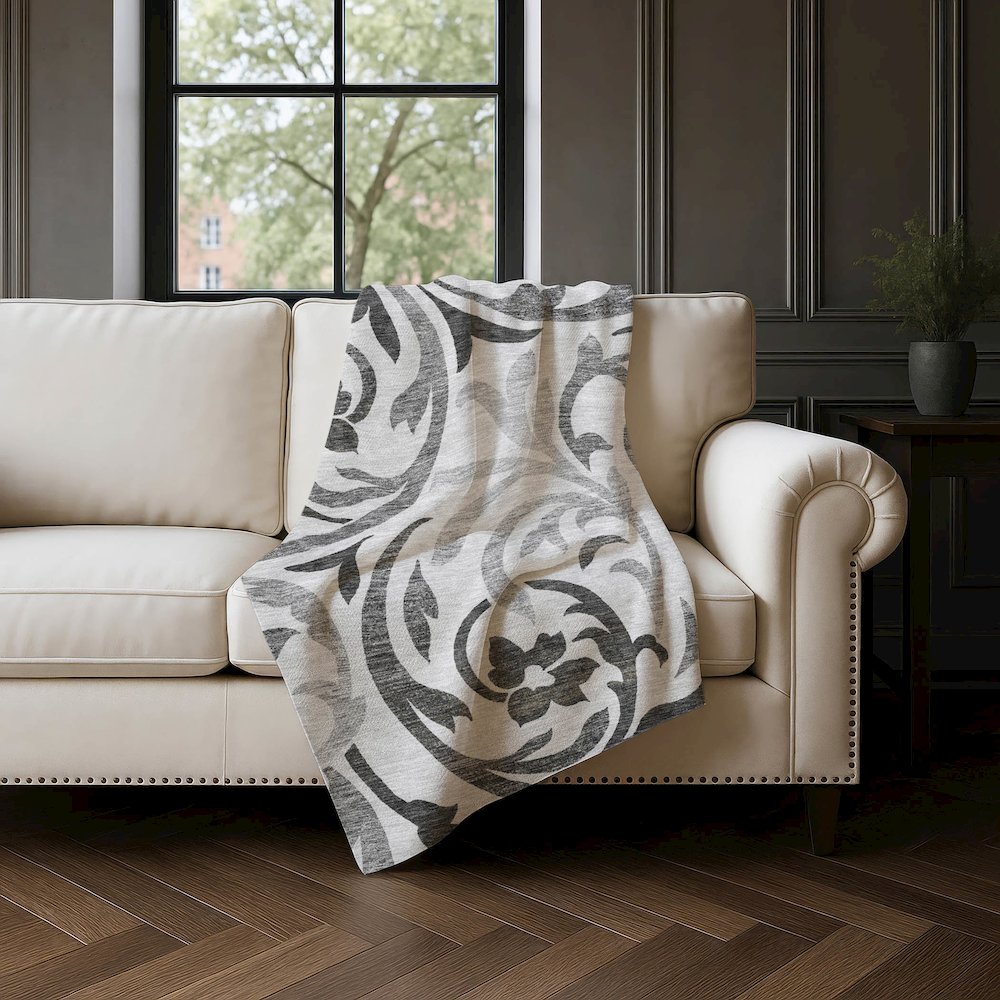 Premium Machine Washable ASB764 Gray 50" x 70" Sherpa Throw Blanket. Picture 4
