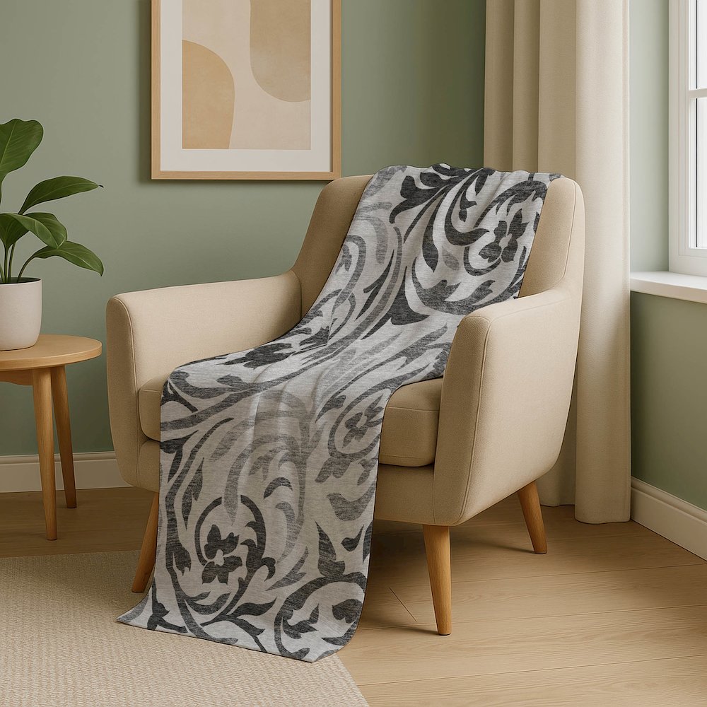 Premium Machine Washable ASB764 Gray 50" x 70" Sherpa Throw Blanket. Picture 5