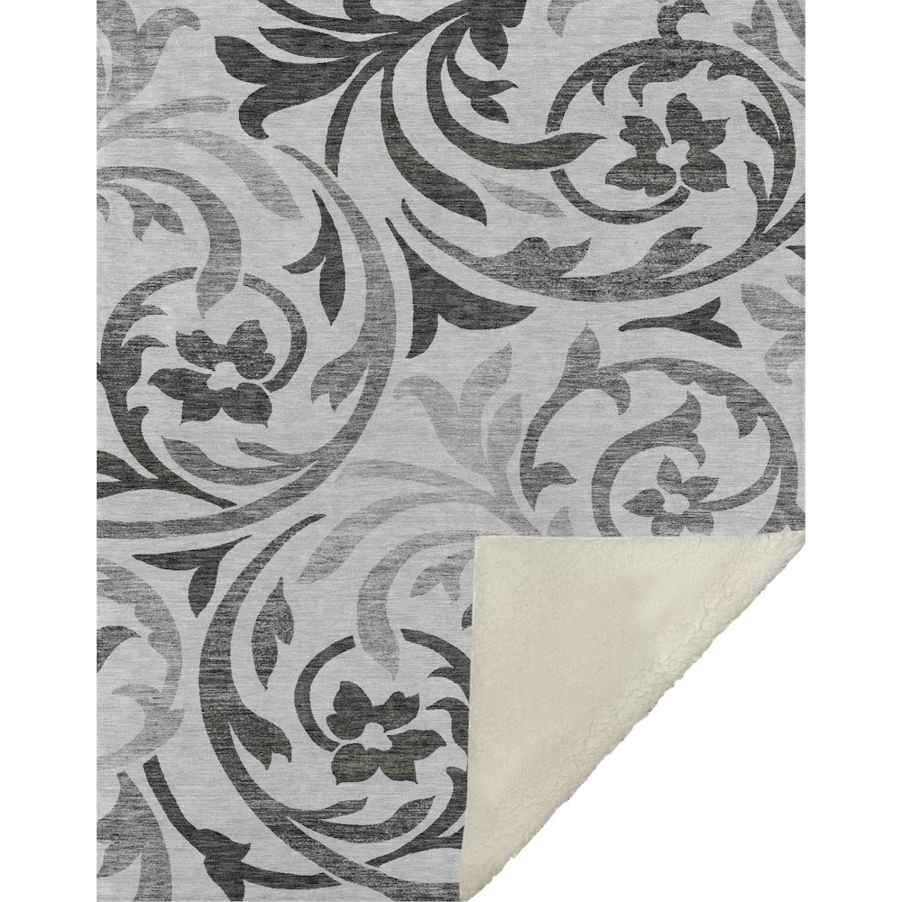 Premium Machine Washable ASB764 Gray 50" x 70" Sherpa Throw Blanket. Picture 1