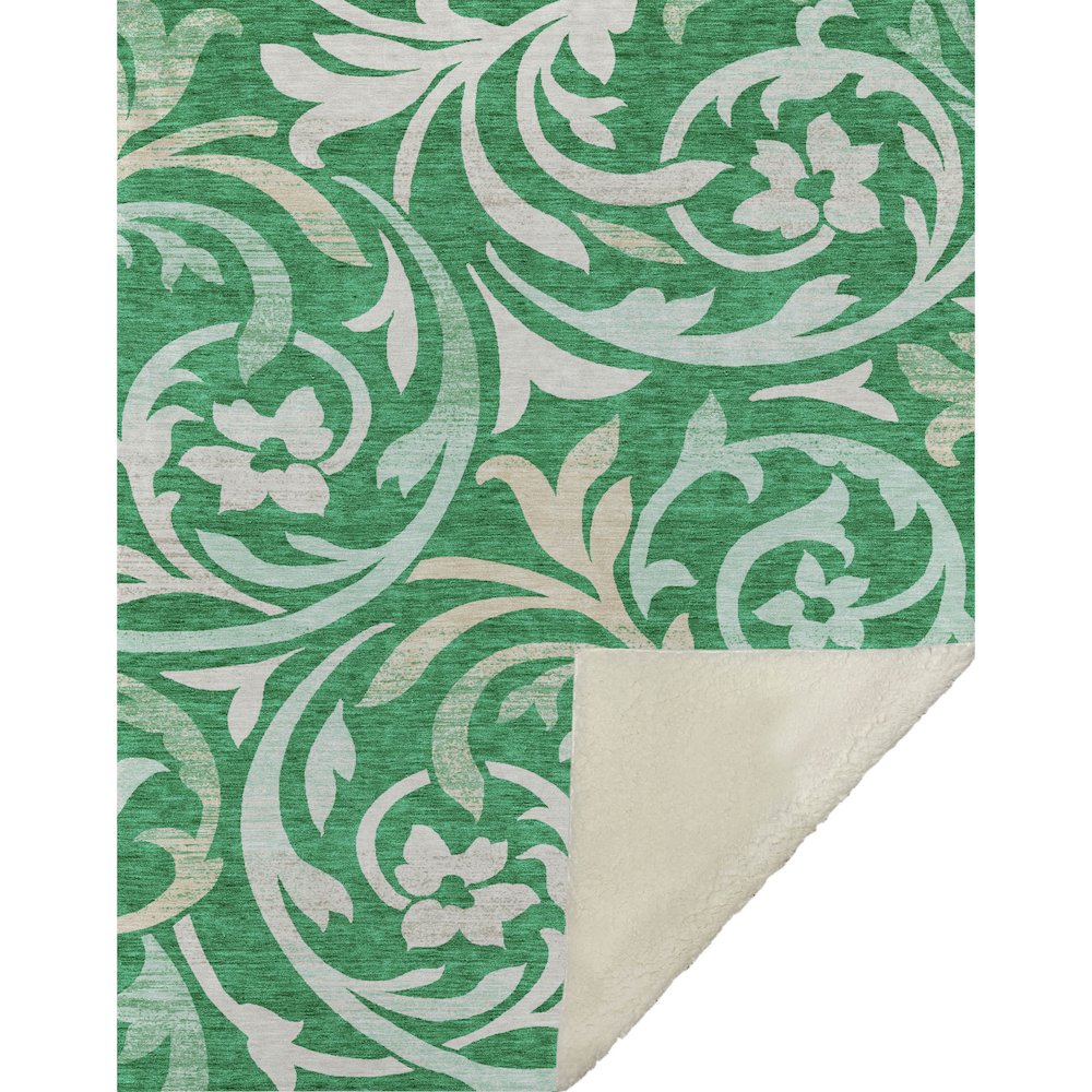 Premium Machine Washable ASB764 Green 50" x 70" Sherpa Throw Blanket. Picture 1