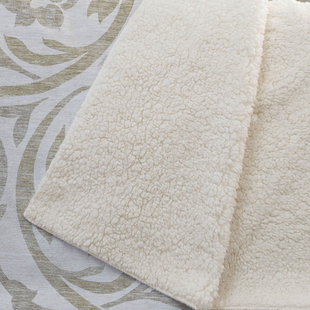 Premium Machine Washable ASB764 Ivory 50" x 70" Sherpa Throw Blanket. Picture 2