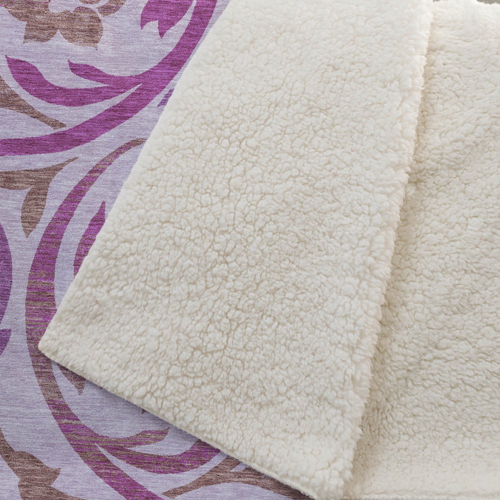 Premium Machine Washable ASB764 Lavender 50" x 70" Sherpa Throw Blanket. Picture 2