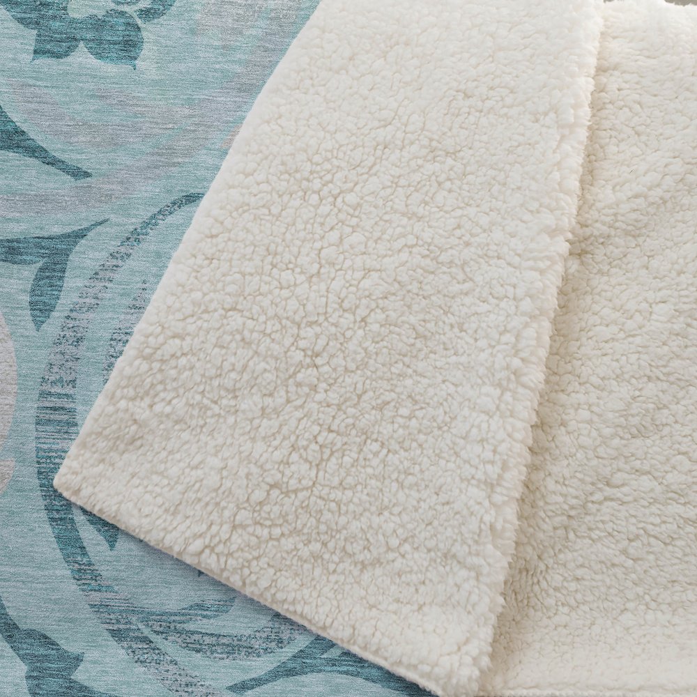 Premium Machine Washable ASB764 Teal 50" x 70" Sherpa Throw Blanket. Picture 2