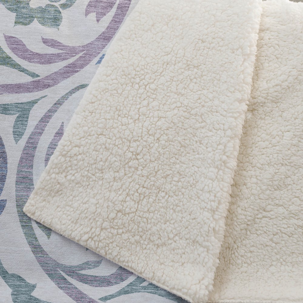 Premium Machine Washable ASB764 White 50" x 70" Sherpa Throw Blanket. Picture 2