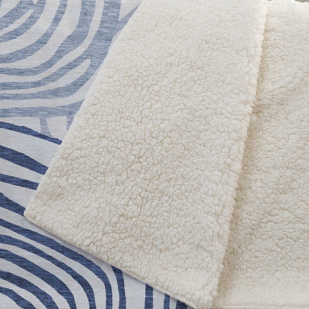 Premium Machine Washable ASB765 Blue 50" x 70" Sherpa Throw Blanket. Picture 2