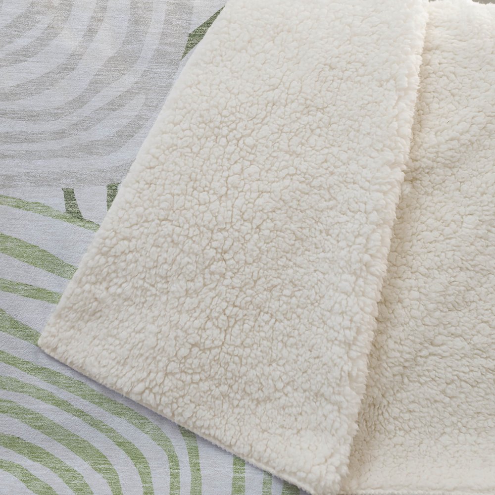 Premium Machine Washable ASB765 Green 50" x 70" Sherpa Throw Blanket. Picture 2