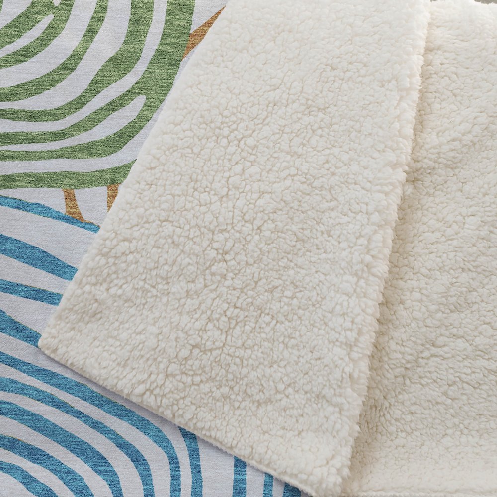 Premium Machine Washable ASB765 White 50" x 70" Sherpa Throw Blanket. Picture 2