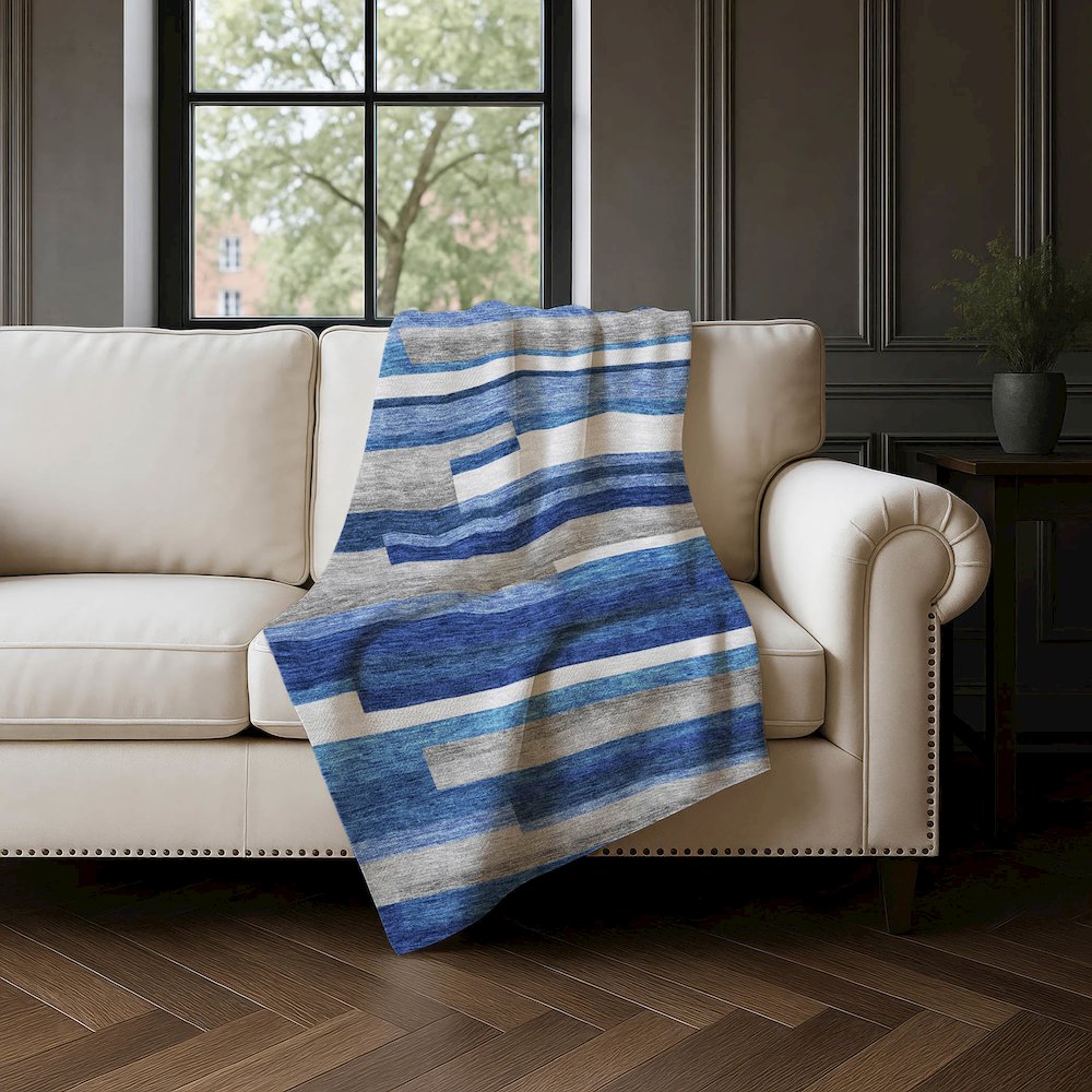 Premium Machine Washable ASB766 Blue 50" x 70" Sherpa Throw Blanket. Picture 4