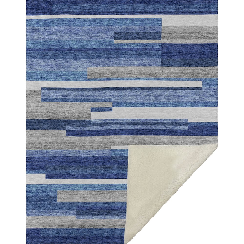 Premium Machine Washable ASB766 Blue 50" x 70" Sherpa Throw Blanket. Picture 1