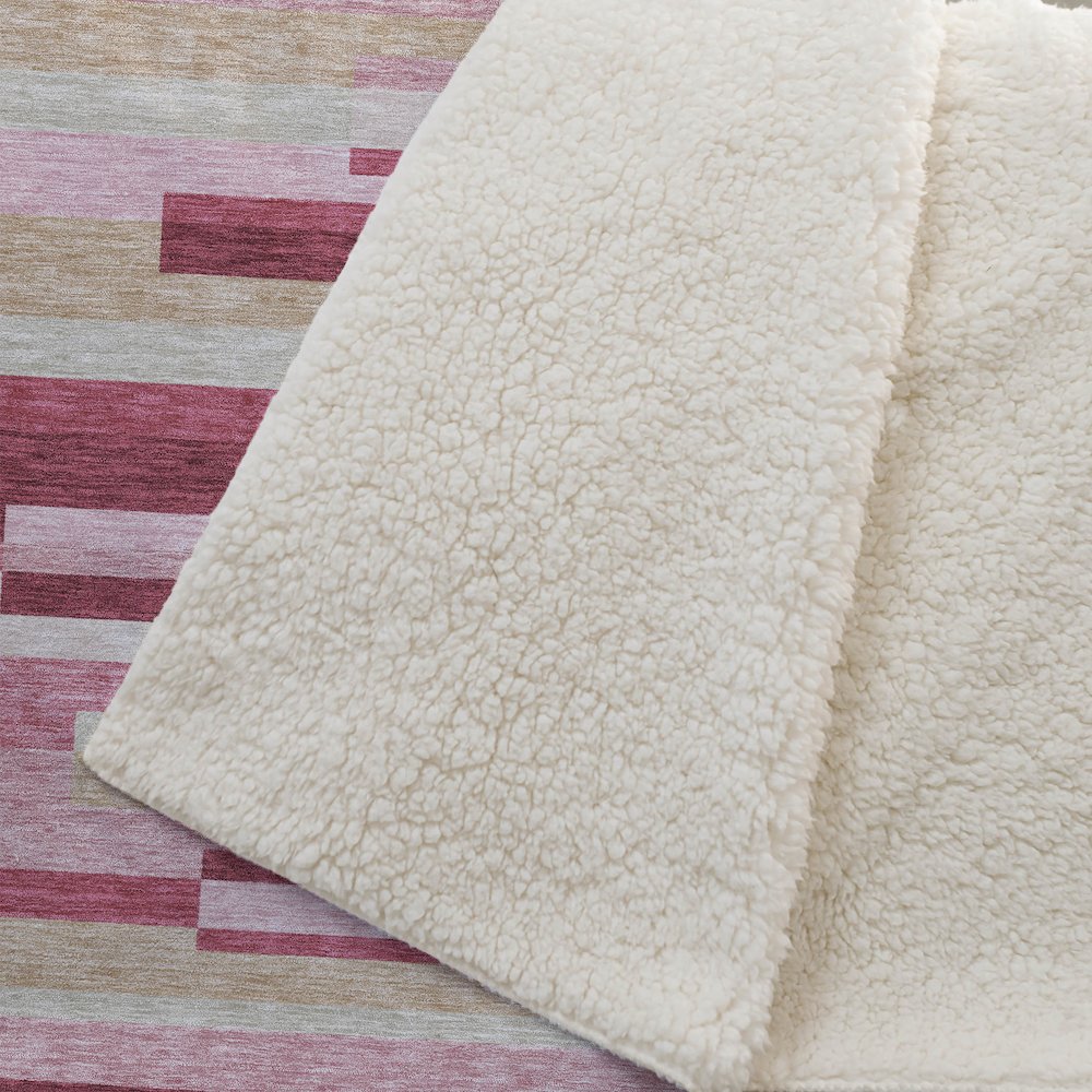 Premium Machine Washable ASB766 Blush 50" x 70" Sherpa Throw Blanket. Picture 2