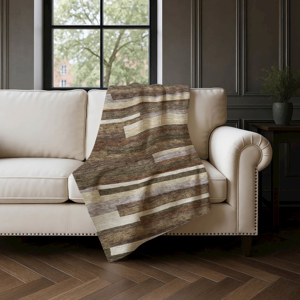 Premium Machine Washable ASB766 Brown 50" x 70" Sherpa Throw Blanket. Picture 4