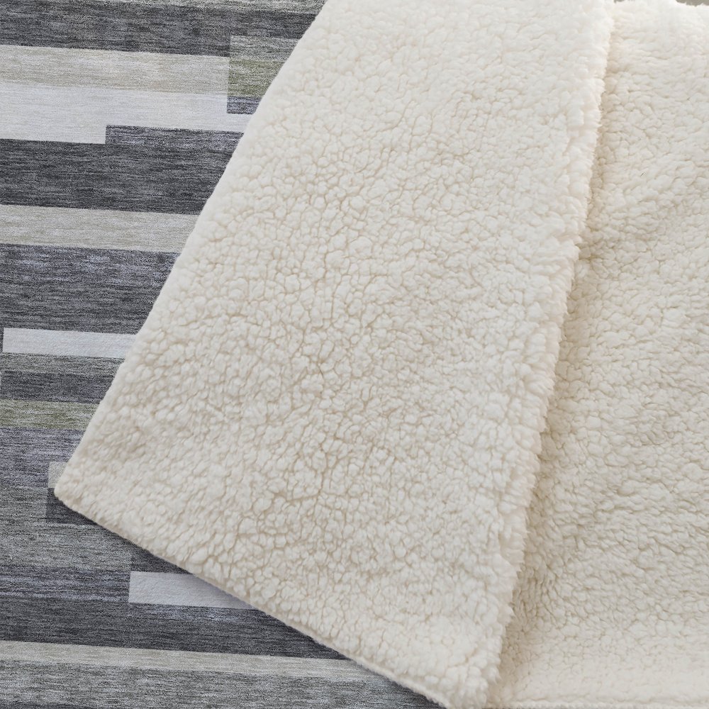 Premium Machine Washable ASB766 Charcoal 50" x 70" Sherpa Throw Blanket. Picture 2