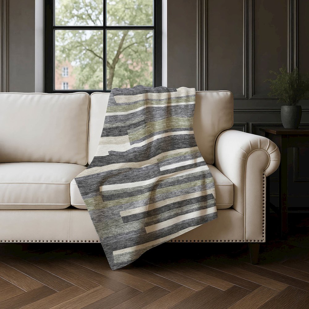 Premium Machine Washable ASB766 Charcoal 50" x 70" Sherpa Throw Blanket. Picture 4