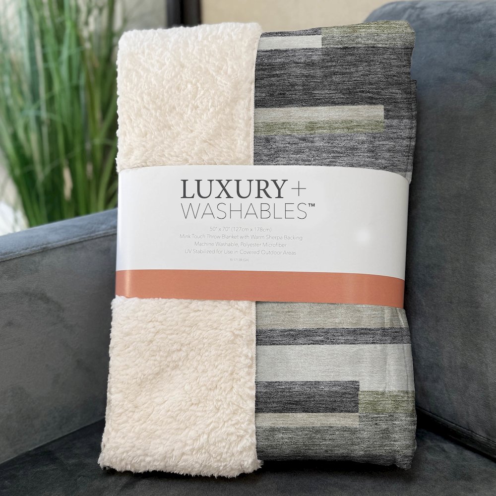 Premium Machine Washable ASB766 Charcoal 50" x 70" Sherpa Throw Blanket. Picture 3
