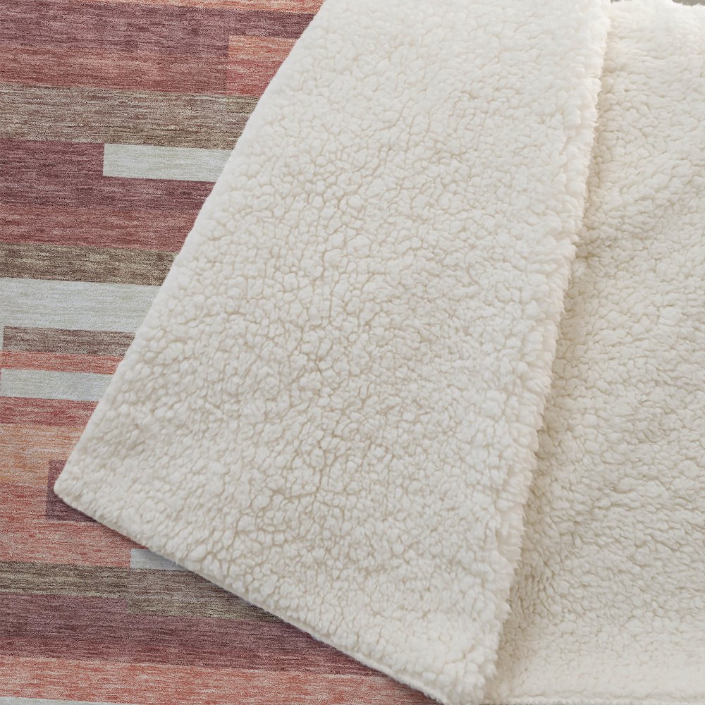 Premium Machine Washable ASB766 Coral 50" x 70" Sherpa Throw Blanket. Picture 2