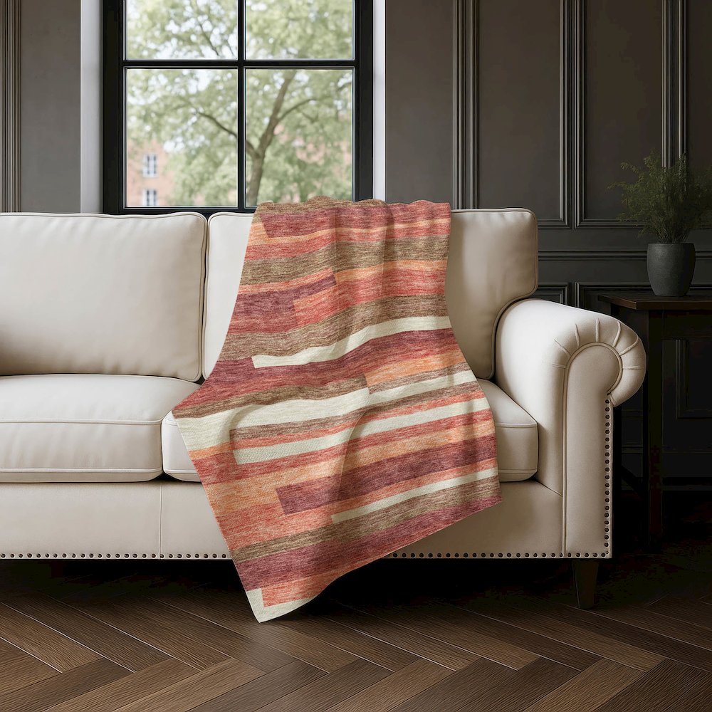Premium Machine Washable ASB766 Coral 50" x 70" Sherpa Throw Blanket. Picture 4