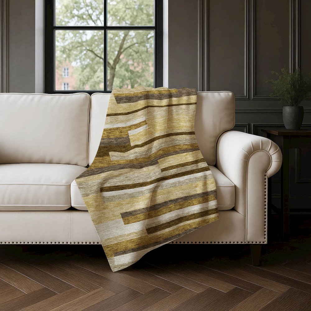 Premium Machine Washable ASB766 Khaki 50" x 70" Sherpa Throw Blanket. Picture 4