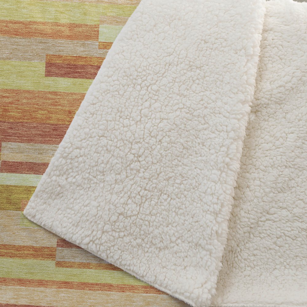 Premium Machine Washable ASB766 Orange 50" x 70" Sherpa Throw Blanket. Picture 2