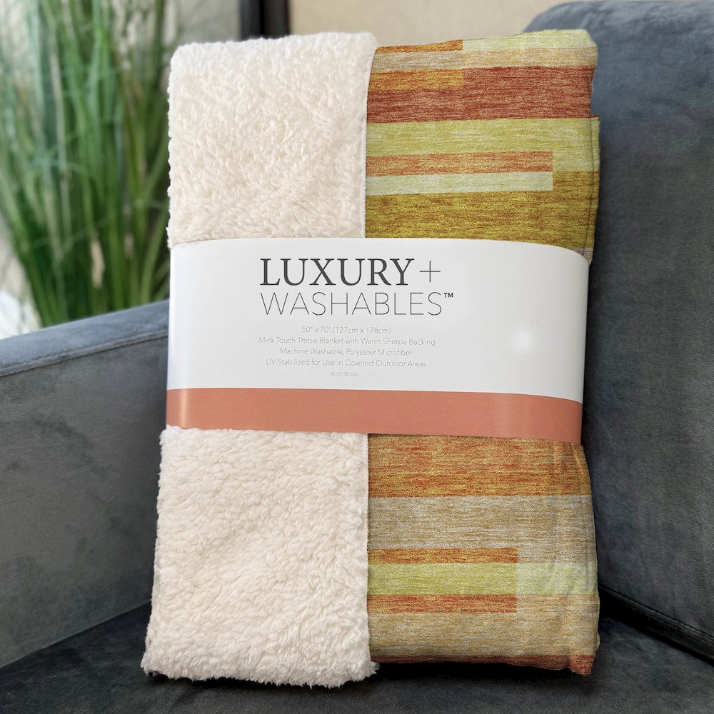Premium Machine Washable ASB766 Orange 50" x 70" Sherpa Throw Blanket. Picture 3