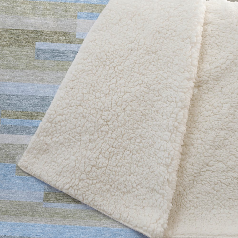 Premium Machine Washable ASB766 Sky 50" x 70" Sherpa Throw Blanket. Picture 2
