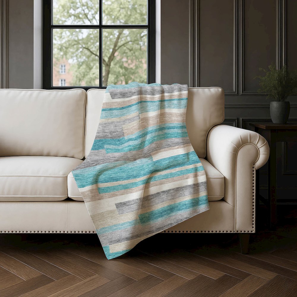 Premium Machine Washable ASB766 Teal 50" x 70" Sherpa Throw Blanket. Picture 4